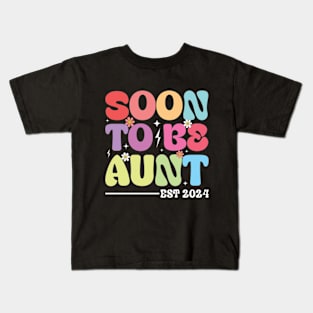 Soon to be aunt est 2024 Groovy Auntie Kids T-Shirt